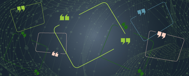 Outlines of boxes with quotation marks in a data space